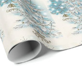 Papier Cadeau Sapins de Noël Bleus Argentés de Style Moderne des (Coin rond)