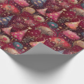 Papier Cadeau Sapins de Noël en rose et en or (Coin)