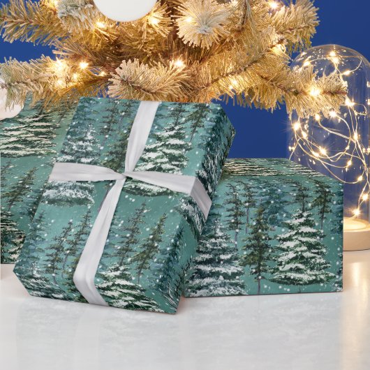 Papier Cadeau Sapins de Noël enneigés (Vacances)
