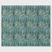 Papier Cadeau Sapins de Noël enneigés (Plat)