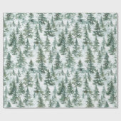 Papier Cadeau Sapins de Noël enneigés (Plat)