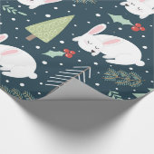 Papier Cadeau Sapins de Noël et lapins de vacances Lapin rustiqu (Coin)
