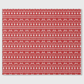 Papier Cadeau Sapins de Noël et rennes de pull moche (Plat)