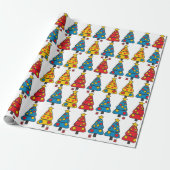 Papier Cadeau Sapins de Noël fantaisistes (Déroulé)