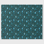 Papier Cadeau Sapins de Noël Flocons Vert Noël (Plat)