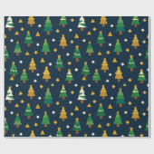 Papier Cadeau Sapins de Noël géométriques (Plat)