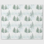 Papier Cadeau Sapins de Noël Hiver (Plat)