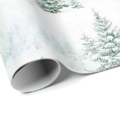 Papier Cadeau Sapins de Noël Hiver (Coin rond)