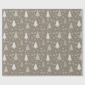 Papier Cadeau Sapins de Noël Modernes Taupe (Plat)