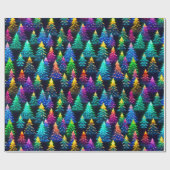 Papier Cadeau Sapins de Noël Néon (Plat)