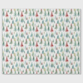 Papier Cadeau Sapins de Noël Rétro (Plat)