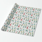 Papier Cadeau Sapins de Noël Rétro (Déroulé)