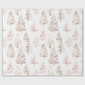 Papier Cadeau Sapins de Noël Rose Pâle (Plat)