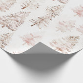 Papier Cadeau Sapins de Noël Rose Pâle (Coin)