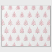 Papier Cadeau Sapins de Noël roses (Plat)
