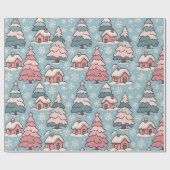 Papier Cadeau Sapins de Noël roses (Plat)