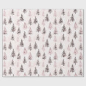 Papier Cadeau Sapins de Noël roses (Plat)
