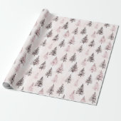 Papier Cadeau Sapins de Noël roses (Déroulé)
