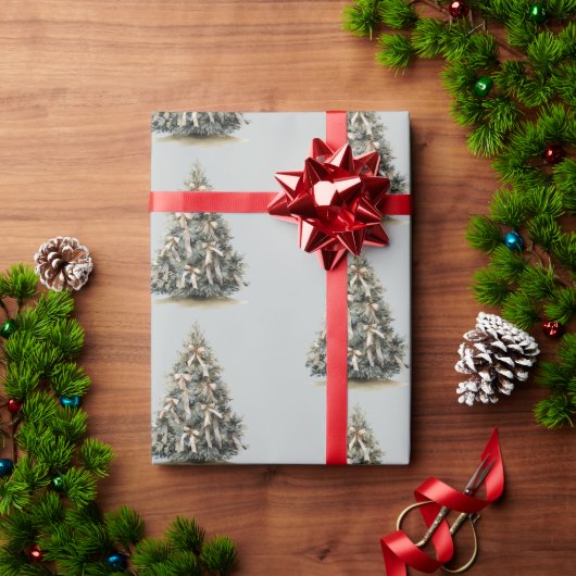 Papier Cadeau Sapins de Noël vert pin clair (Cadeau de vacances)