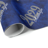 Papier Cadeau Sapphire Grad | Blue Royal Cobalt Azure Année (Coin rond)