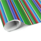 Papier Cadeau Sarape mexicaine rouge vert (Coin rond)