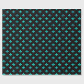 Papier Cadeau Sarcelle et Paris Fleur de Lis noir (Plat)