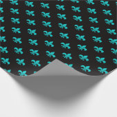 Papier Cadeau Sarcelle et Paris Fleur de Lis noir (Coin)