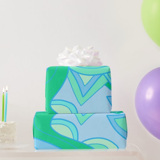 Papier Cadeau Sarcelle Groovy (Cadeaux de fête)