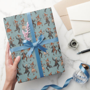Papier Cadeau Sarcelle Poussiéreuse Squelette d'Halloween
