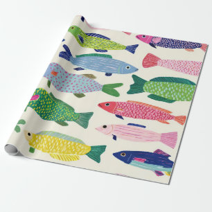 Papier Cadeau Sardines Colorées Motif Sans Couture (1)