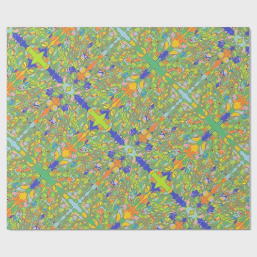 Papier Cadeau Sari indien abstrait comme beaucoup de papier vert (Plat)