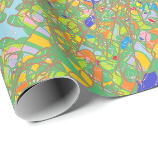 Papier Cadeau Sari indien abstrait comme beaucoup de papier vert (Coin rond)