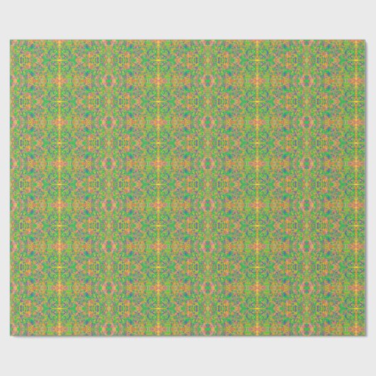 Papier Cadeau sari indien d'art abstrait vert (Plat)