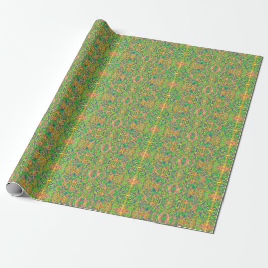 Papier Cadeau sari indien d'art abstrait vert (Déroulé)