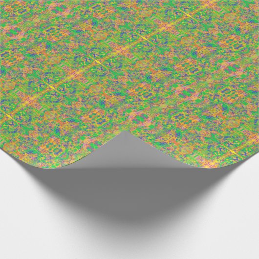 Papier Cadeau sari indien d'art abstrait vert (Coin)