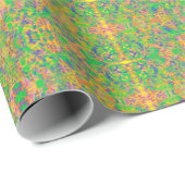 Papier Cadeau sari indien d'art abstrait vert (Coin rond)