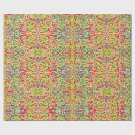 Papier Cadeau Sari indien look médaillons d'art abstrait brr ver (Plat)