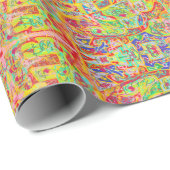 Papier Cadeau Sari indien look médaillons d'art abstrait brr ver (Coin rond)