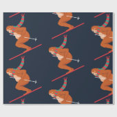 Papier Cadeau sasquatch de noël bigfoot yeti ski (Plat)