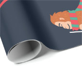 Papier Cadeau sasquatch de noël bigfoot yeti ski (Coin rond)