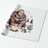 Papier Cadeau Sasquatch tenant des fleurs (Déroulé)
