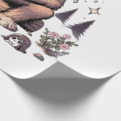 Papier Cadeau Sasquatch tenant des fleurs (Coin)