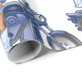 Papier Cadeau Sassy Biker Girl avec cheveux rouges et moto (Coin rond)