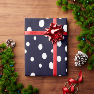 Papier Cadeau Satin à motif de points de neige blanche