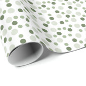 Papier Cadeau Sauge (clair, moyen, foncé) pois modernes (Coin rond)