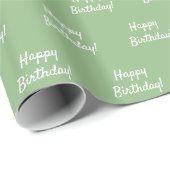 Papier Cadeau Sauge d'anniversaire vert blanc (Coin rond)