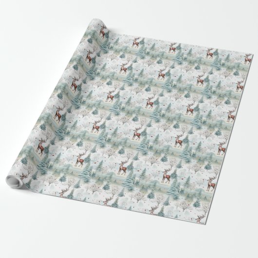 Papier Cadeau Sauge vert vert vert vert pastel vert renne (Déroulé)