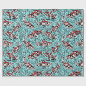 Papier Cadeau Saumon Haida Art Spirit Pacific Northwest Native (Plat)