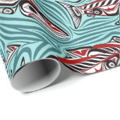 Papier Cadeau Saumon Haida Art Spirit Pacific Northwest Native (Coin rond)