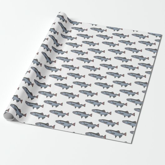 Papier Cadeau Saumon Motif de natation PNW Pêche Poisson Cadeau (Déroulé)